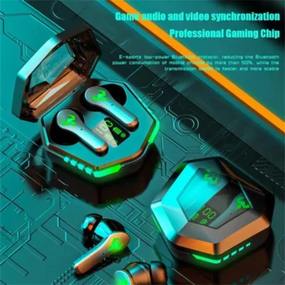 Fone de ouvido gamer display digital bluetooth wireless