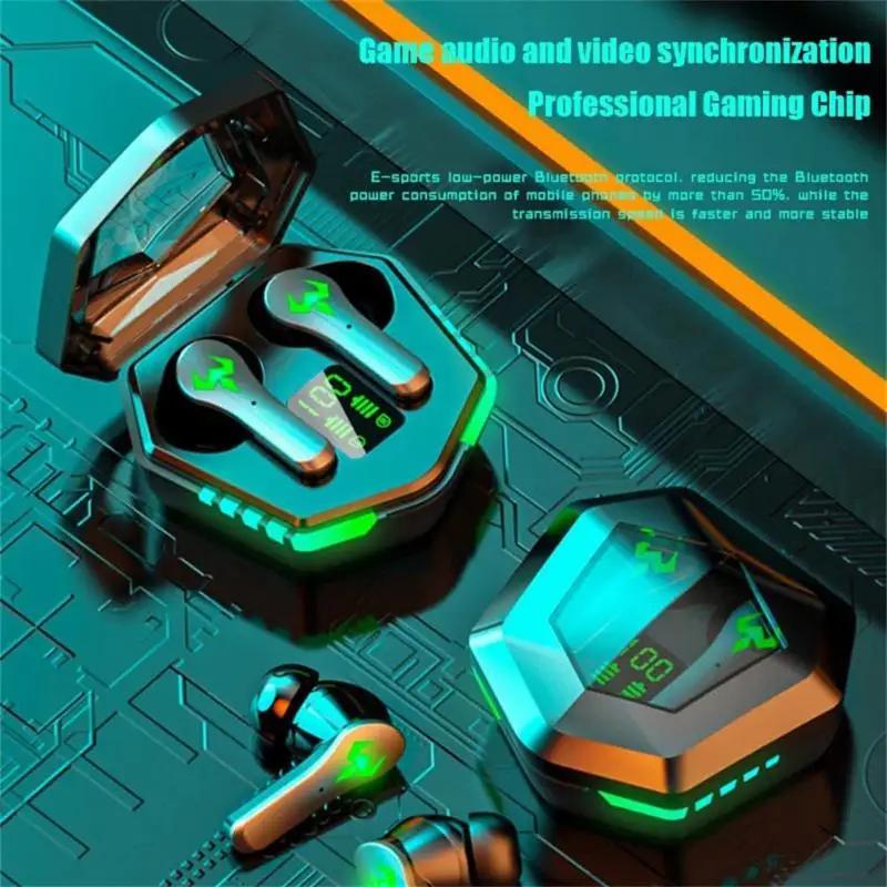 Fone de ouvido gamer display digital bluetooth wireless